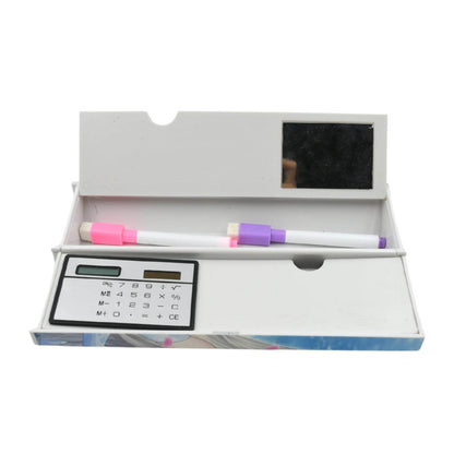 12 in 1 Compass Box, Geometry Box 2 Compartment, Pencil Box with 1 Calculator, 1 Mirror, Pen Refill 2 Black, 2 Blue, 2 Red, 2 Marker for Boys Art Plastic Pencil Box for Girls and Boys - infinityexculsivestore.com