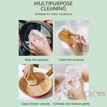 Compressed Wood Pulp Sponge. Creative Cartoon Design Scouring Pad Dishwashing Absorbing Pad. Kitchen Cleaning Tool. - infinityexculsivestore.com