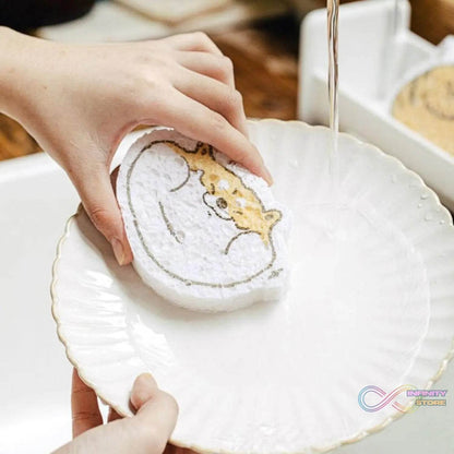 Compressed Wood Pulp Sponge. Creative Cartoon Design Scouring Pad Dishwashing Absorbing Pad. Kitchen Cleaning Tool. - infinityexculsivestore.com