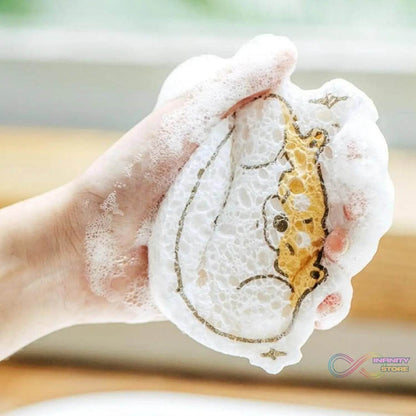 Compressed Wood Pulp Sponge. Creative Cartoon Design Scouring Pad Dishwashing Absorbing Pad. Kitchen Cleaning Tool. - infinityexculsivestore.com