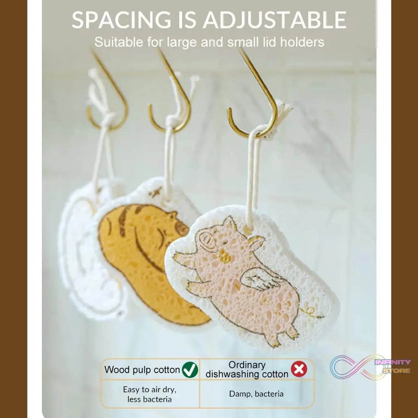 Compressed Wood Pulp Sponge. Creative Cartoon Design Scouring Pad Dishwashing Absorbing Pad. Kitchen Cleaning Tool. - infinityexculsivestore.com