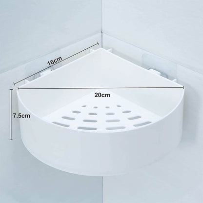 Corner Shelf Bathroom Kitchen Rack Self Adhesive Shower Caddy Plastic Triangle Wall Mount Storage Basket - infinityexculsivestore.com