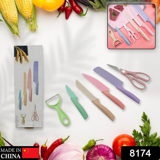 Corrugated 6Pc Kitchen Knife Set Professional Box Knife Set 6 Piece Forged Kitchen Knives with Box. - infinityexculsivestore.com