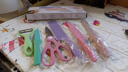 Corrugated 6Pc Kitchen Knife Set Professional Box Knife Set 6 Piece Forged Kitchen Knives with Box. - infinityexculsivestore.com