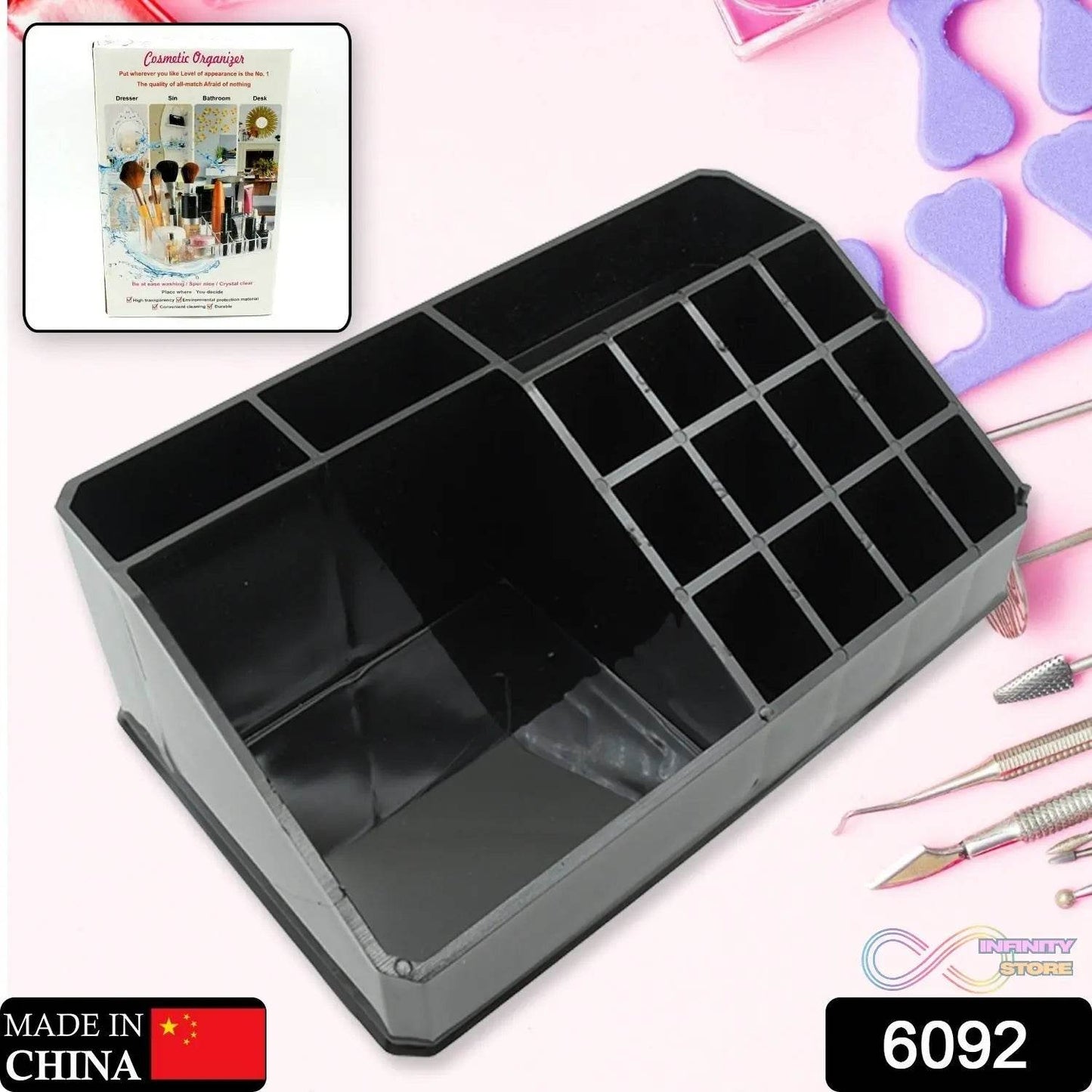 Cosmetic Organiser 16 Compartment Cosmetic Makeup Storage Organiser Box - infinityexculsivestore.com