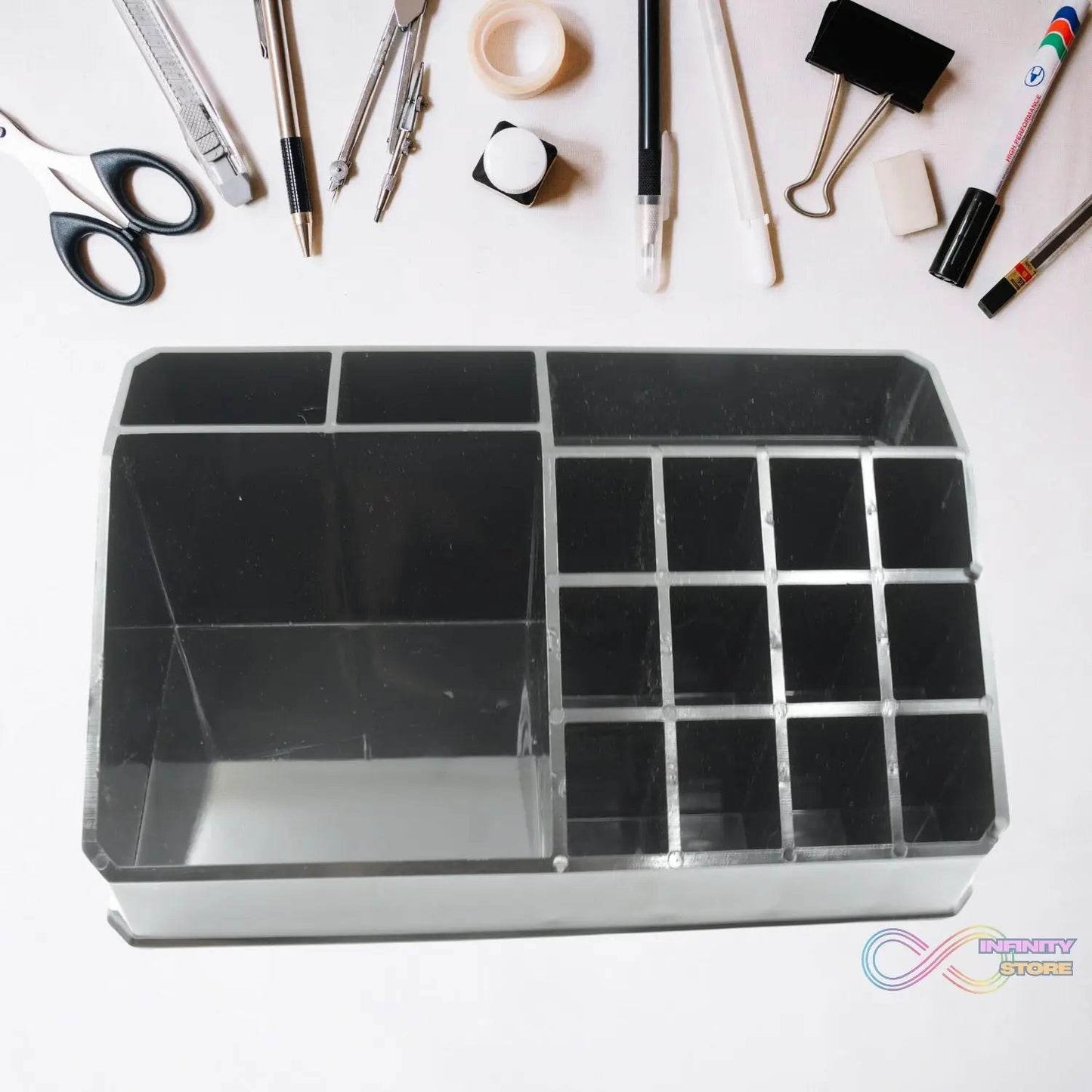 Cosmetic Organiser 16 Compartment Cosmetic Makeup Storage Organiser Box - infinityexculsivestore.com