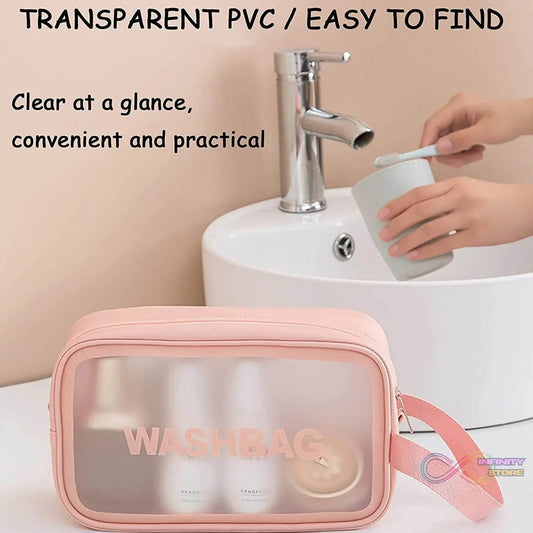 Cosmetic Pouch, Make up Bag for Home & Travel, Toiletry Bag for Cosmetics, Brushes, Accessories Set of 3 Small, Medium & Big - Wash Bag - infinityexculsivestore.com