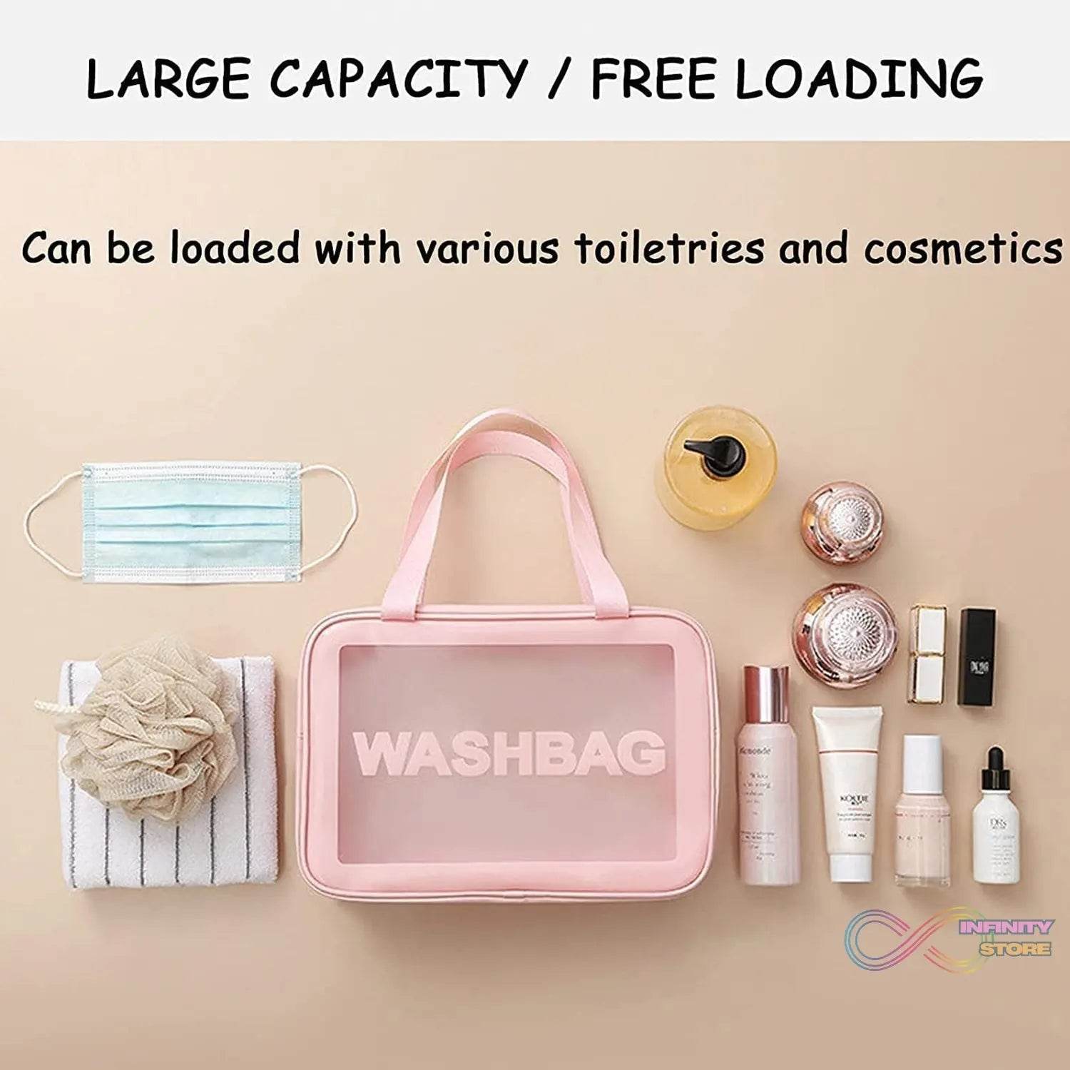 Cosmetic Pouch, Make up Bag for Home & Travel, Toiletry Bag for Cosmetics, Brushes, Accessories Set of 3 Small, Medium & Big - Wash Bag - infinityexculsivestore.com