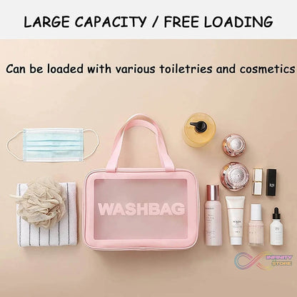 Cosmetic Pouch, Make up Bag for Home & Travel, Toiletry Bag for Cosmetics, Brushes, Accessories Set of 3 Small, Medium & Big - Wash Bag - infinityexculsivestore.com