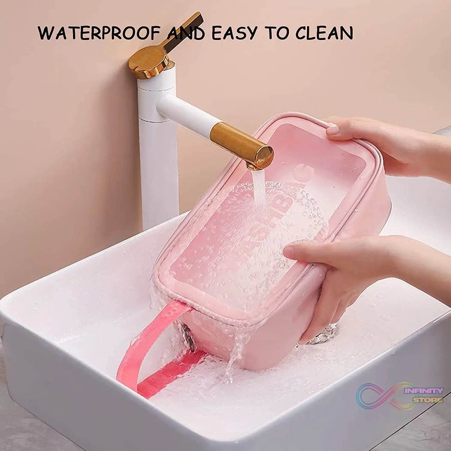 Cosmetic Pouch, Make up Bag for Home & Travel, Toiletry Bag for Cosmetics, Brushes, Accessories Set of 3 Small, Medium & Big - Wash Bag - infinityexculsivestore.com