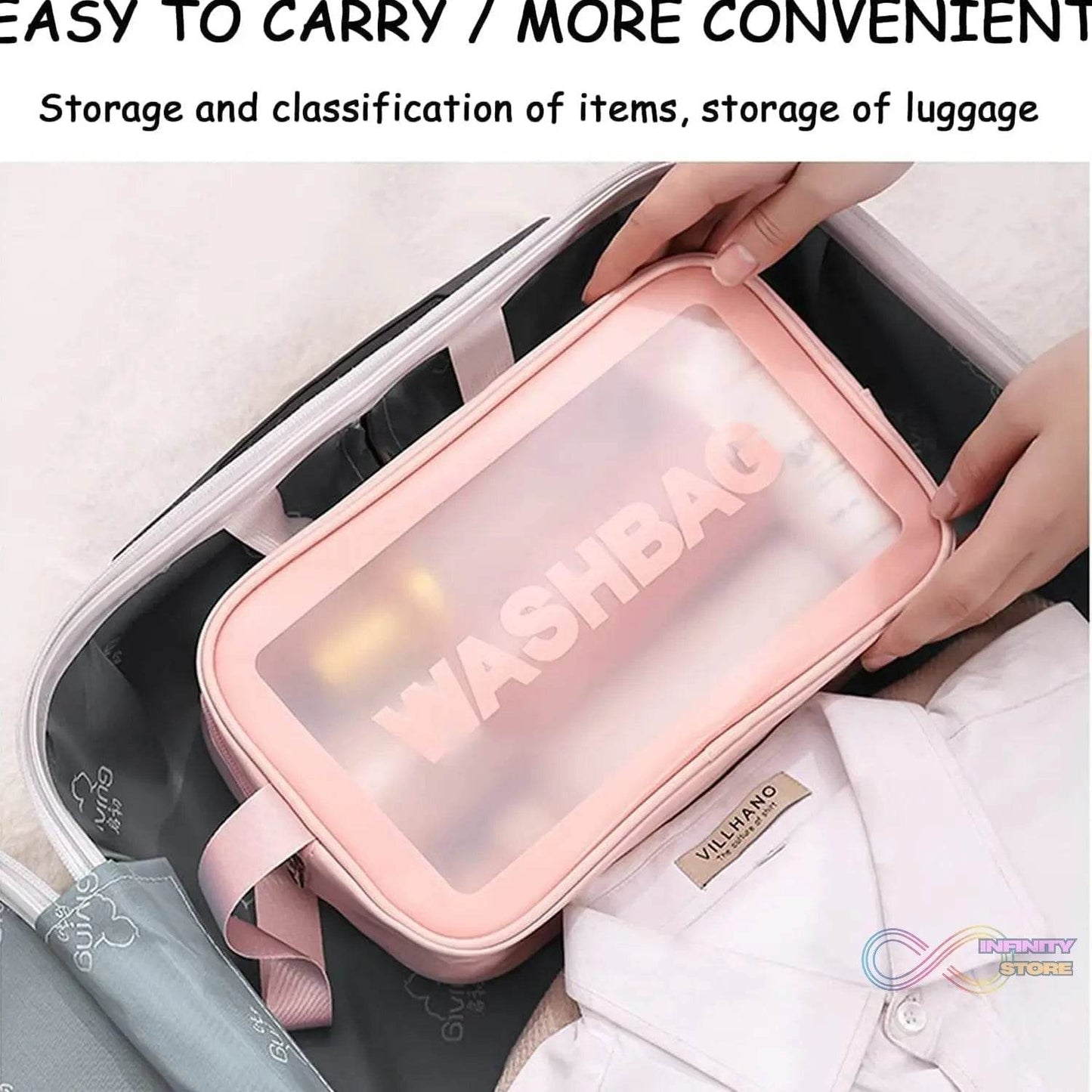 Cosmetic Pouch, Make up Bag for Home & Travel, Toiletry Bag for Cosmetics, Brushes, Accessories Set of 3 Small, Medium & Big - Wash Bag - infinityexculsivestore.com