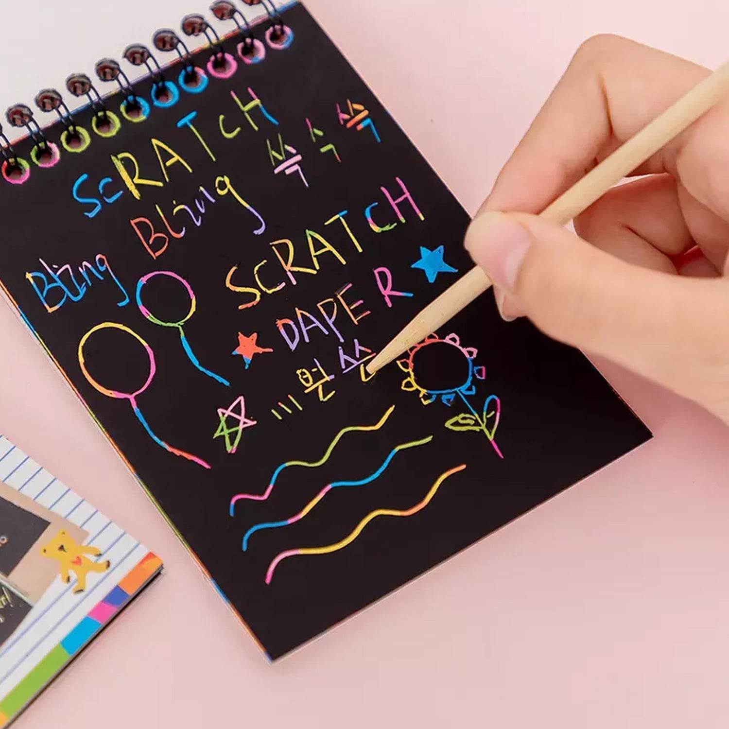 Crafts Rainbow Art Scratch Paper Book (10 Pages, Pack of 1) - infinityexculsivestore.com