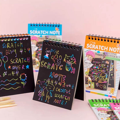 Crafts Rainbow Art Scratch Paper Book (10 Pages, Pack of 1) - infinityexculsivestore.com