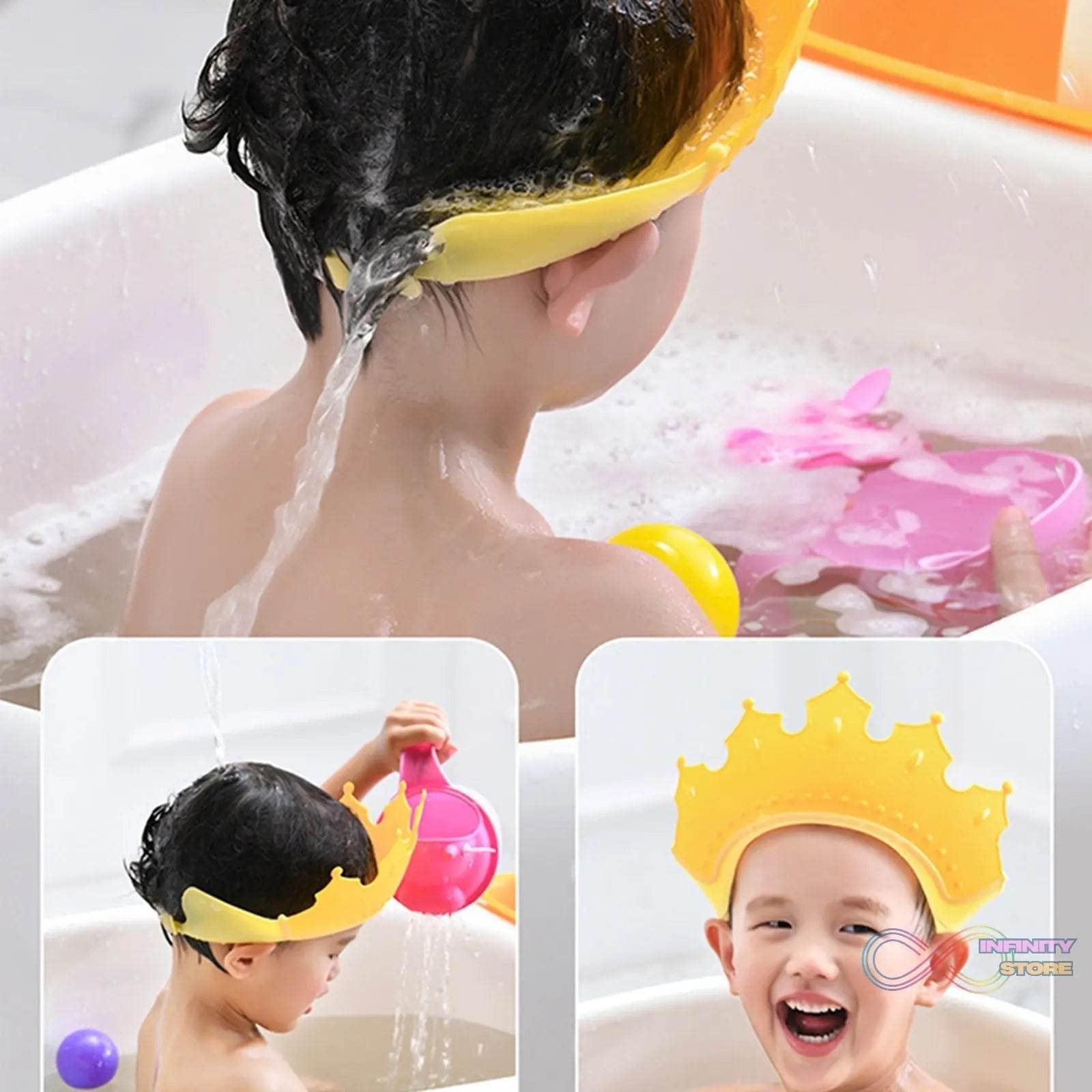 Crown Baby Shower Cap Adjustable Crown Baby Child Protection, Eye Protection, Ear Protection, Adjustable Swim Cap, Waterproof and Adjustable for Kids and Babies - infinityexculsivestore.com