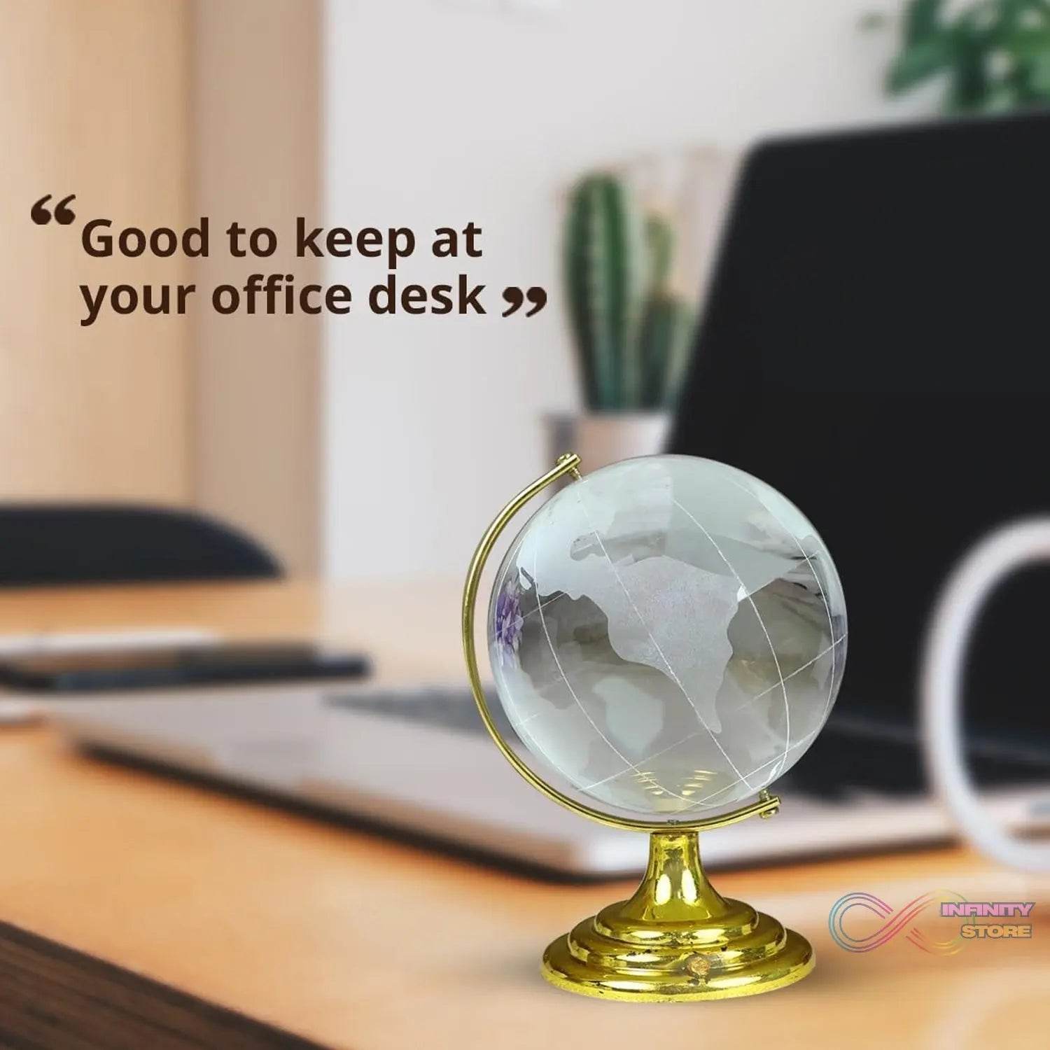 Crystal Globe / World Map 50 mm with Golden Stand (1 Pc) - infinityexculsivestore.com