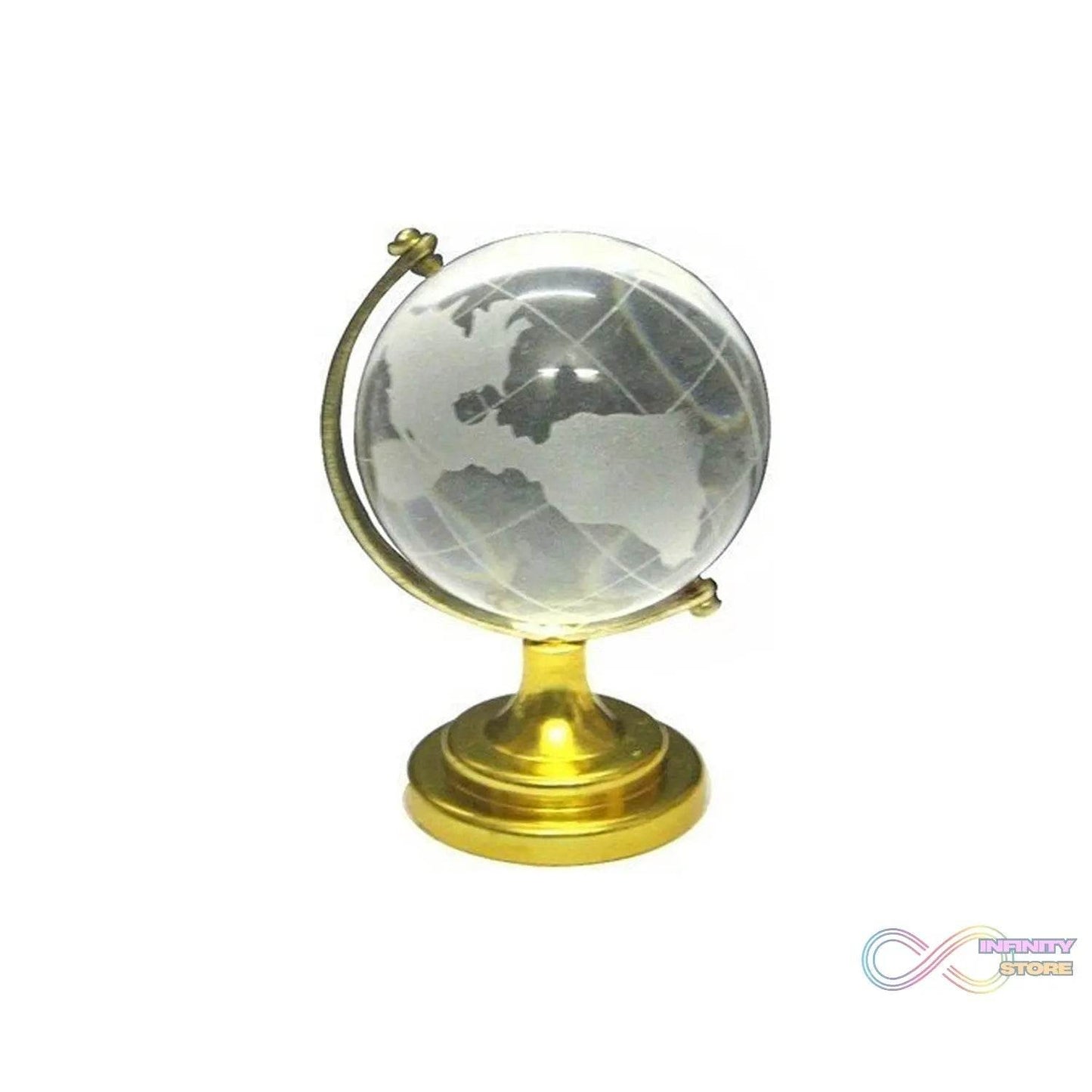 Crystal Globe / World Map 50 mm with Golden Stand (1 Pc) - infinityexculsivestore.com