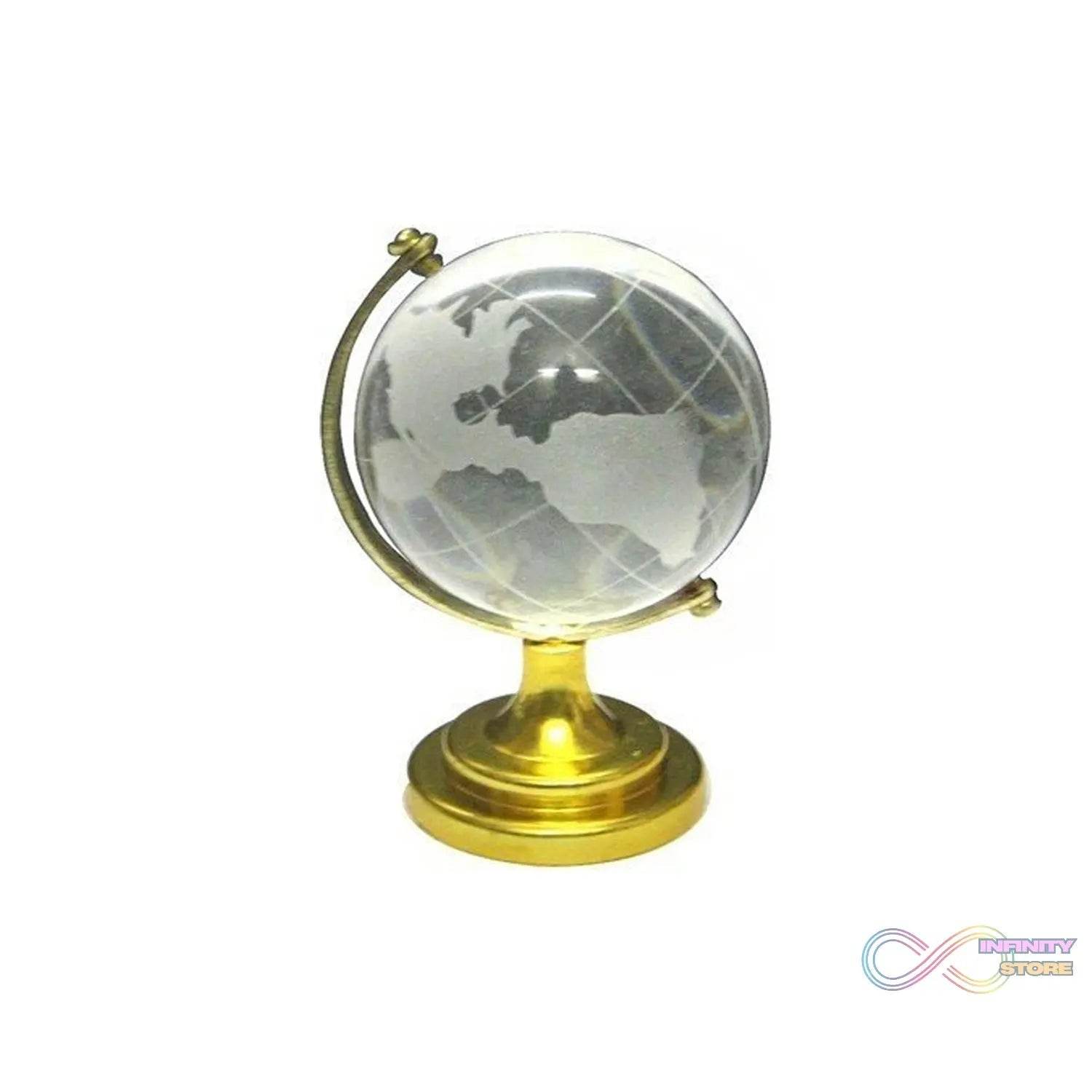 Crystal Globe / World Map 50 mm with Golden Stand (1 Pc) - infinityexculsivestore.com