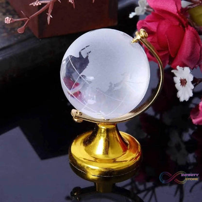 Crystal Globe / World Map 50 mm with Golden Stand (1 Pc) - infinityexculsivestore.com