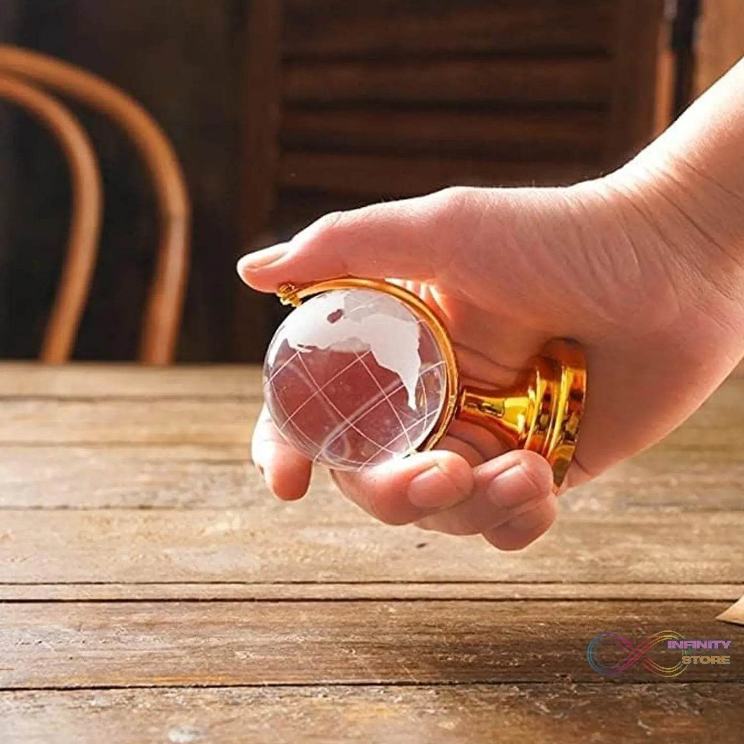 Crystal Globe / World Map 50 mm with Golden Stand (1 Pc) - infinityexculsivestore.com