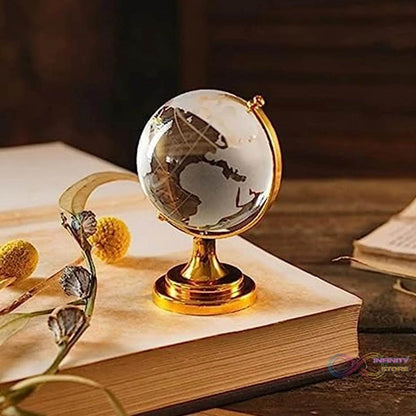 Crystal Globe / World Map 50 mm with Golden Stand (1 Pc) - infinityexculsivestore.com
