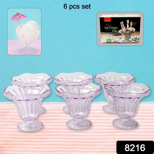 Crystal Plastic Ice-Cream Bowl, Home & Kitchen Serving Platter or Dessert Cup for Sundae, Sweets, Snacks, Fruit, Pudding, Nuts or Dip, Serving Bowls (Crystal Cups, Set of 6) - infinityexculsivestore.com