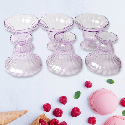 Crystal Plastic Ice-Cream Bowl, Home & Kitchen Serving Platter or Dessert Cup for Sundae, Sweets, Snacks, Fruit, Pudding, Nuts or Dip, Serving Bowls (Crystal Cups, Set of 6) - infinityexculsivestore.com