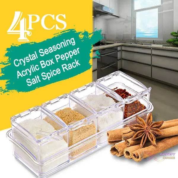 Crystal Seasoning Acrylic Box Pepper Salt Spice Rack - infinityexculsivestore.com
