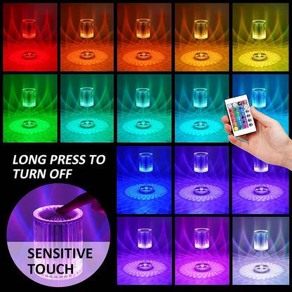 Crystal Table Lamp , Touch Control Atmosphere Nightstand Lamp With USB Charging Line - infinityexculsivestore.com