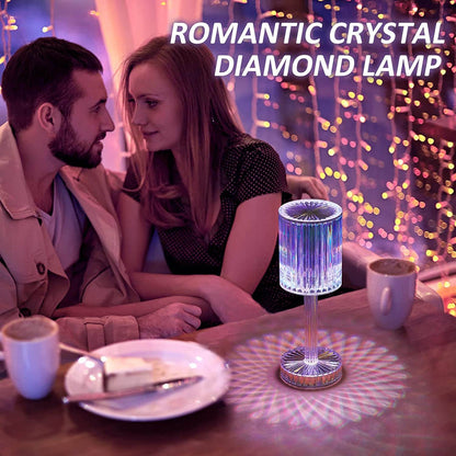 Crystal Table Lamp , Touch Control Atmosphere Nightstand Lamp With USB Charging Line - infinityexculsivestore.com