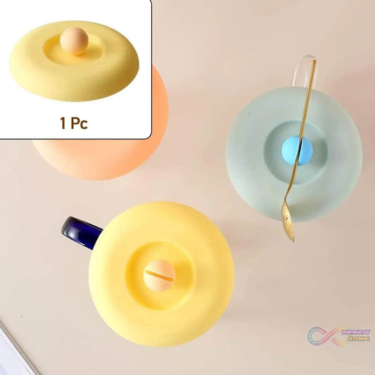 Cup / Mug Lid Dust Proof Silicone Rubber Airtight Seal (Cup & Spoon Not Included Only Lid/ 1 Pc) - infinityexculsivestore.com