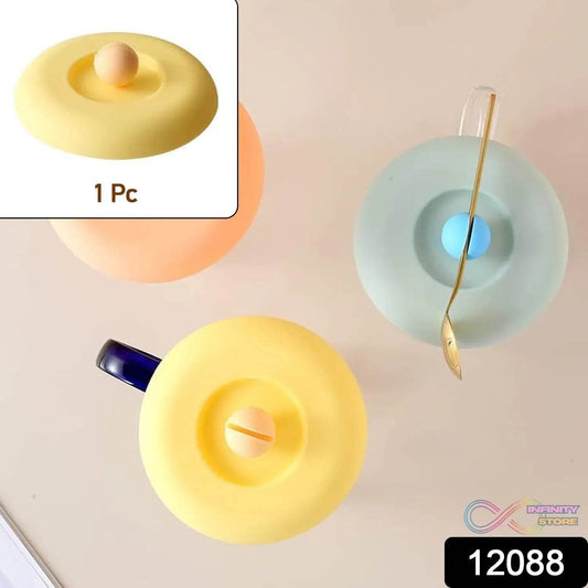 Cup / Mug Lid Dust Proof Silicone Rubber Airtight Seal (Cup & Spoon Not Included Only Lid/ 1 Pc) - infinityexculsivestore.com