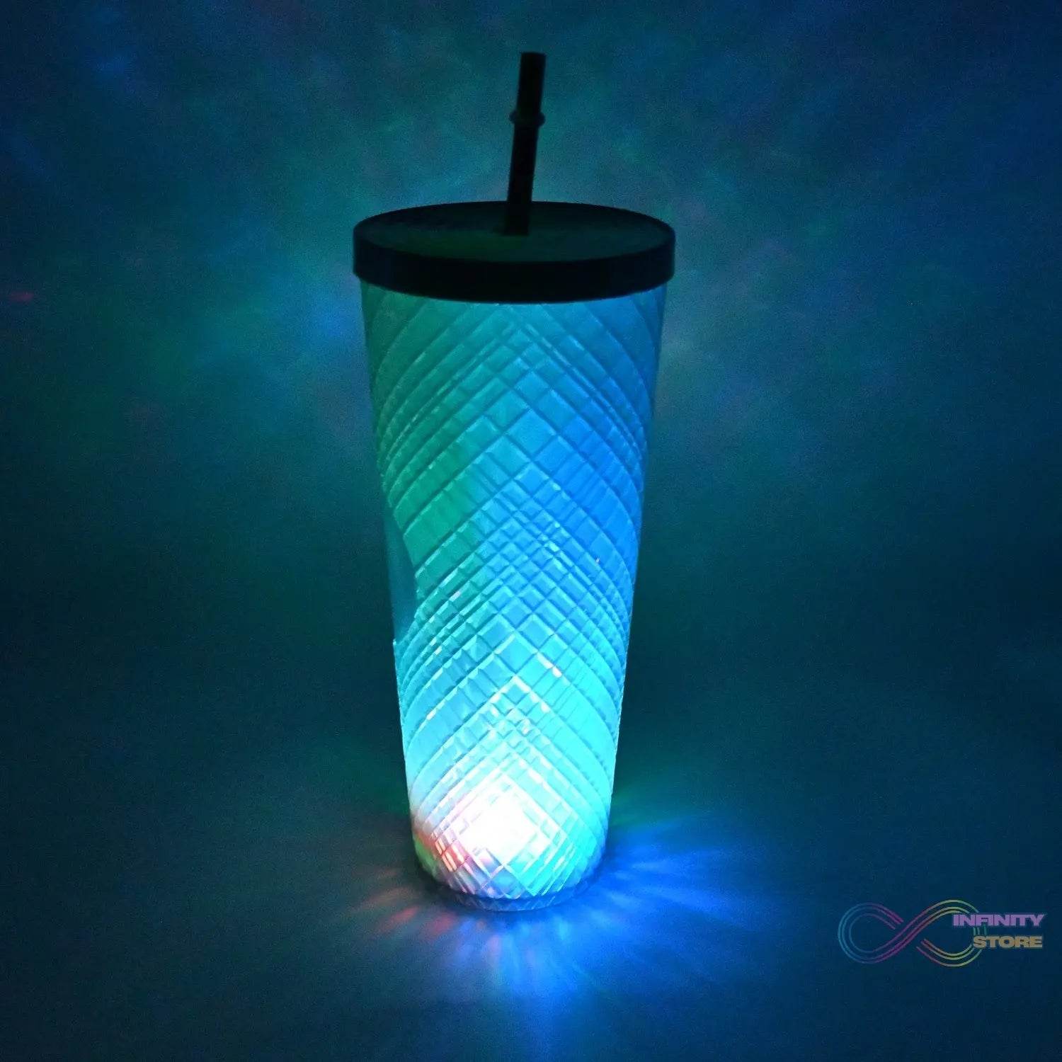 Cup with Straw & LED Lighting Reusable Matte Studded Tumbler with Leak Proof Lid Water Cup Travel Mug Coffee Ice Water Bottle Double Walled Insulated Tumbler BPA Free (1 Pc) - infinityexculsivestore.com