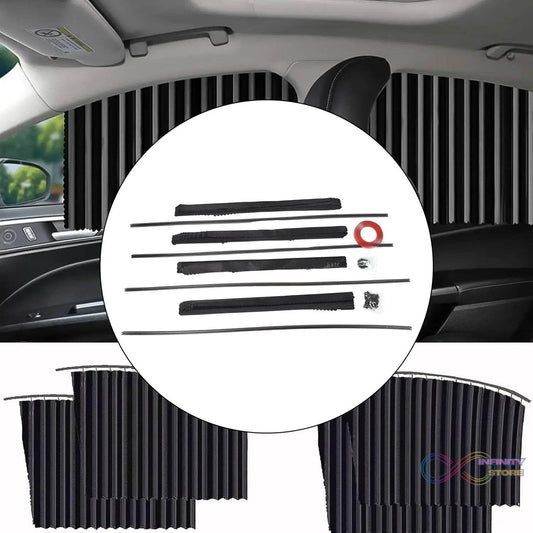 Curtain for Car Window | Heat & Sunshade Protection (4 Pcs With Curtain Hook & Adhesive Tap Set)q - infinityexculsivestore.com