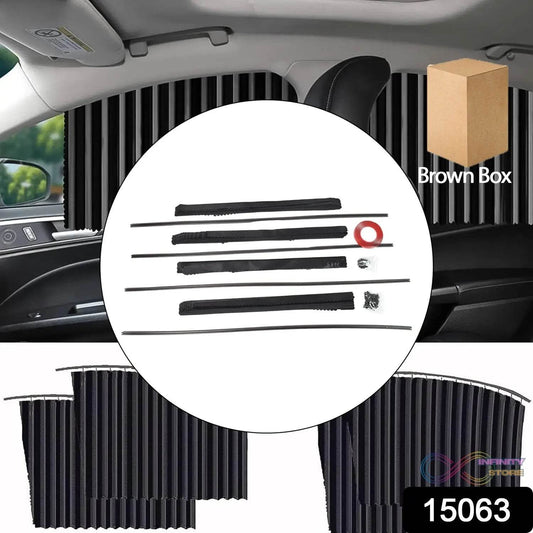 Curtain for Car Window | Heat & Sunshade Protection (4 Pcs With Curtain Hook & Adhesive Tap Set)q - infinityexculsivestore.com