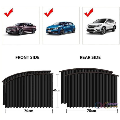Curtain for Car Window | Heat & Sunshade Protection (4 Pcs With Curtain Hook & Adhesive Tap Set)q - infinityexculsivestore.com
