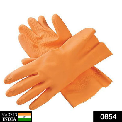 Cut Glove Reusable Rubber Hand Gloves (Orange) - 1 pc - infinityexculsivestore.com