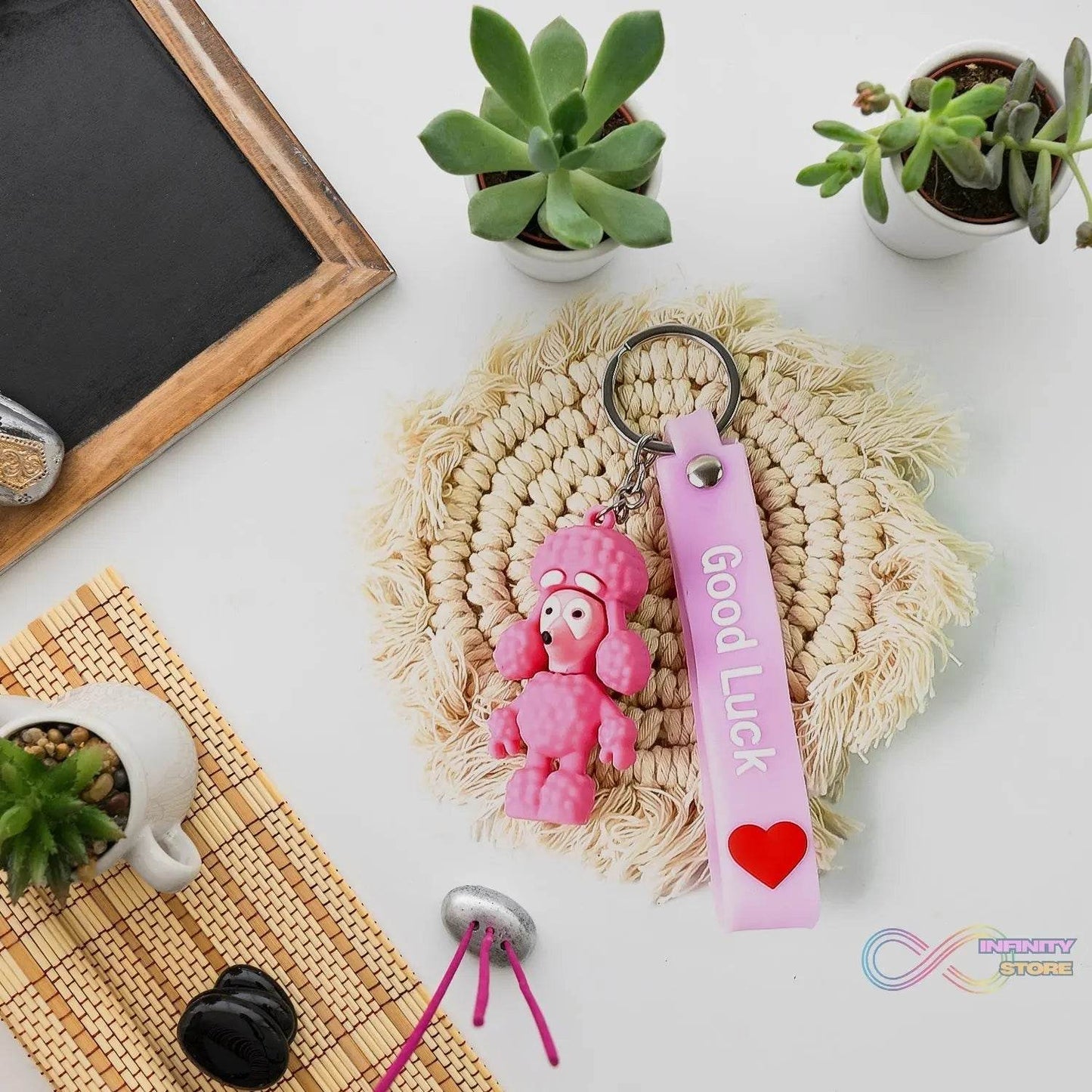 Cute Cartoon Silicone 3D Key Chain with Metal Hook & Strap (Pack of 1) - infinityexculsivestore.com