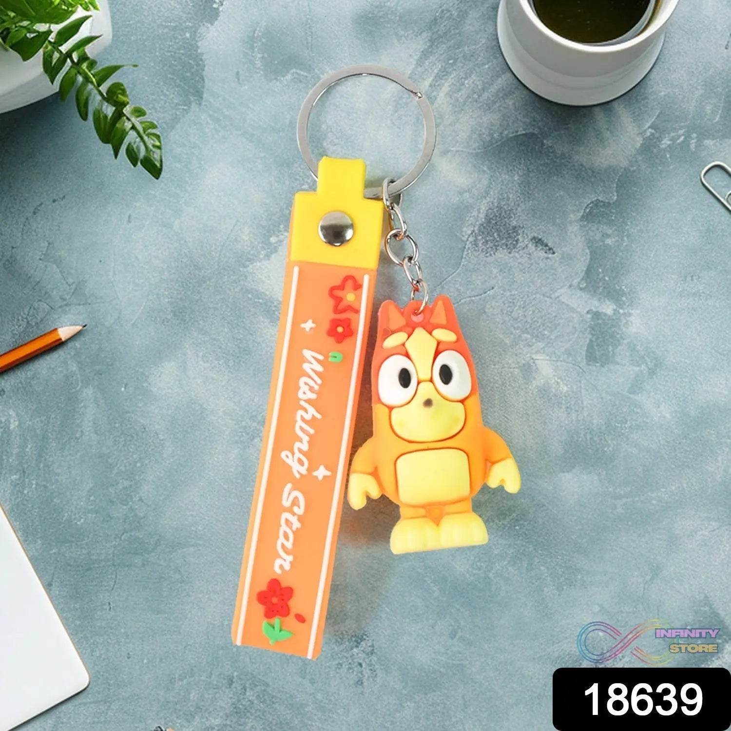 Cute Cartoon Silicone 3D Key Chain with Metal Hook & Strap (Pack of 1) - infinityexculsivestore.com