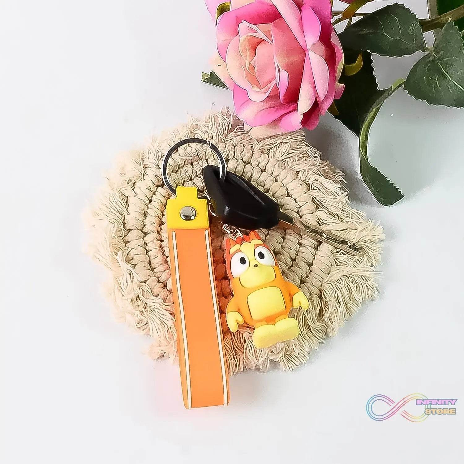 Cute Cartoon Silicone 3D Key Chain with Metal Hook & Strap (Pack of 1) - infinityexculsivestore.com