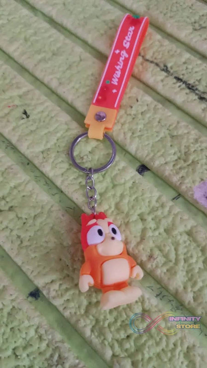 Cute Cartoon Silicone 3D Key Chain with Metal Hook & Strap (Pack of 1) - infinityexculsivestore.com