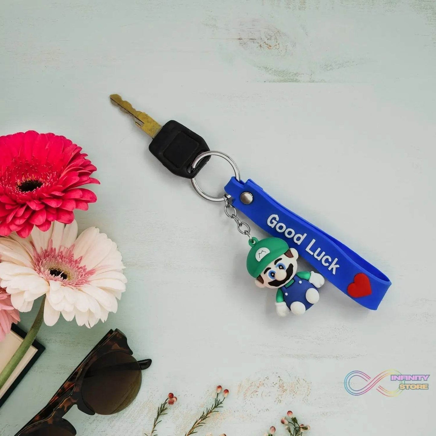 Cute Cartoon Silicone 3D Key Chain with Metal Hook & Strap (Pack of 1) - infinityexculsivestore.com