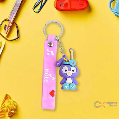 Cute Cartoon Silicone 3D Key Chain with Metal Hook & Strap (Pack of 1) - infinityexculsivestore.com