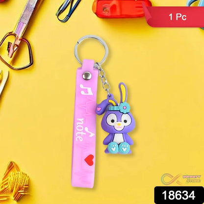 Cute Cartoon Silicone 3D Key Chain with Metal Hook & Strap (Pack of 1) - infinityexculsivestore.com