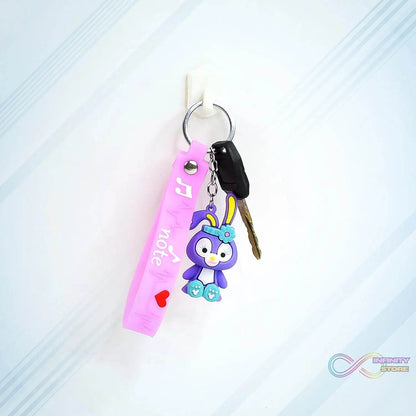 Cute Cartoon Silicone 3D Key Chain with Metal Hook & Strap (Pack of 1) - infinityexculsivestore.com