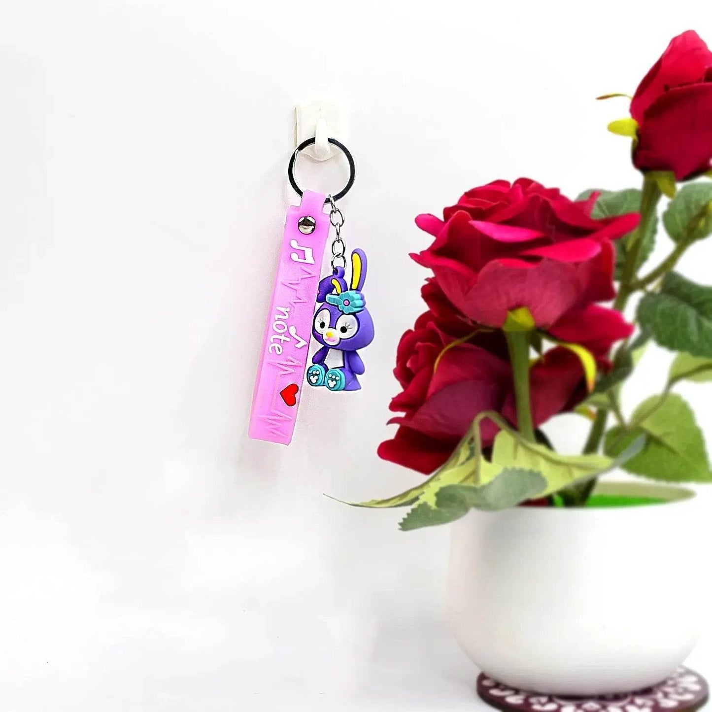 Cute Cartoon Silicone 3D Key Chain with Metal Hook & Strap (Pack of 1) - infinityexculsivestore.com