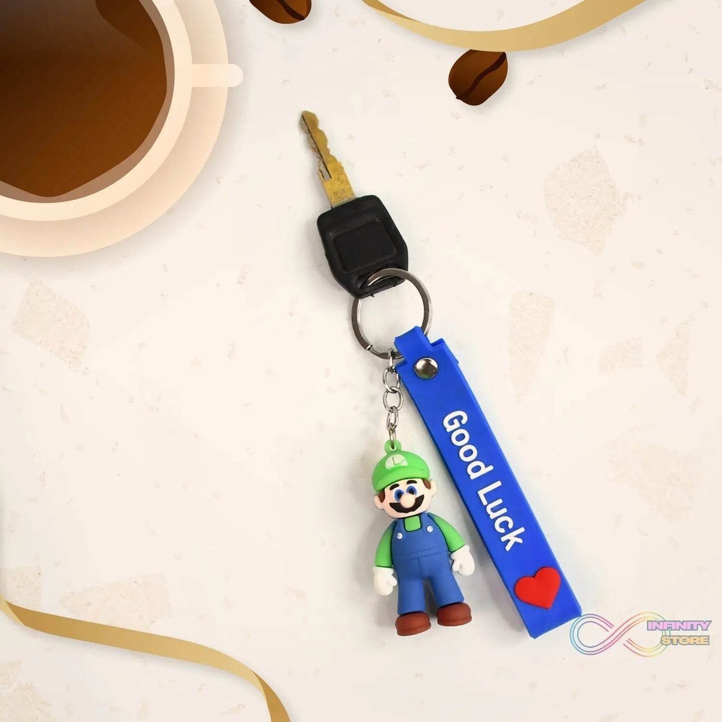 Cute Cartoon Silicone 3D Key Chain with Metal Hook & Strap (Pack of 1) - infinityexculsivestore.com