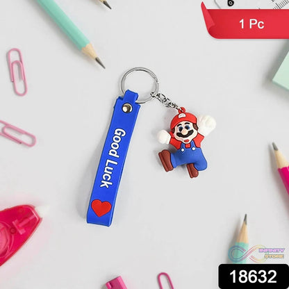 Cute Cartoon Silicone 3D Key Chain with Metal Hook & Strap (Pack of 1) - infinityexculsivestore.com