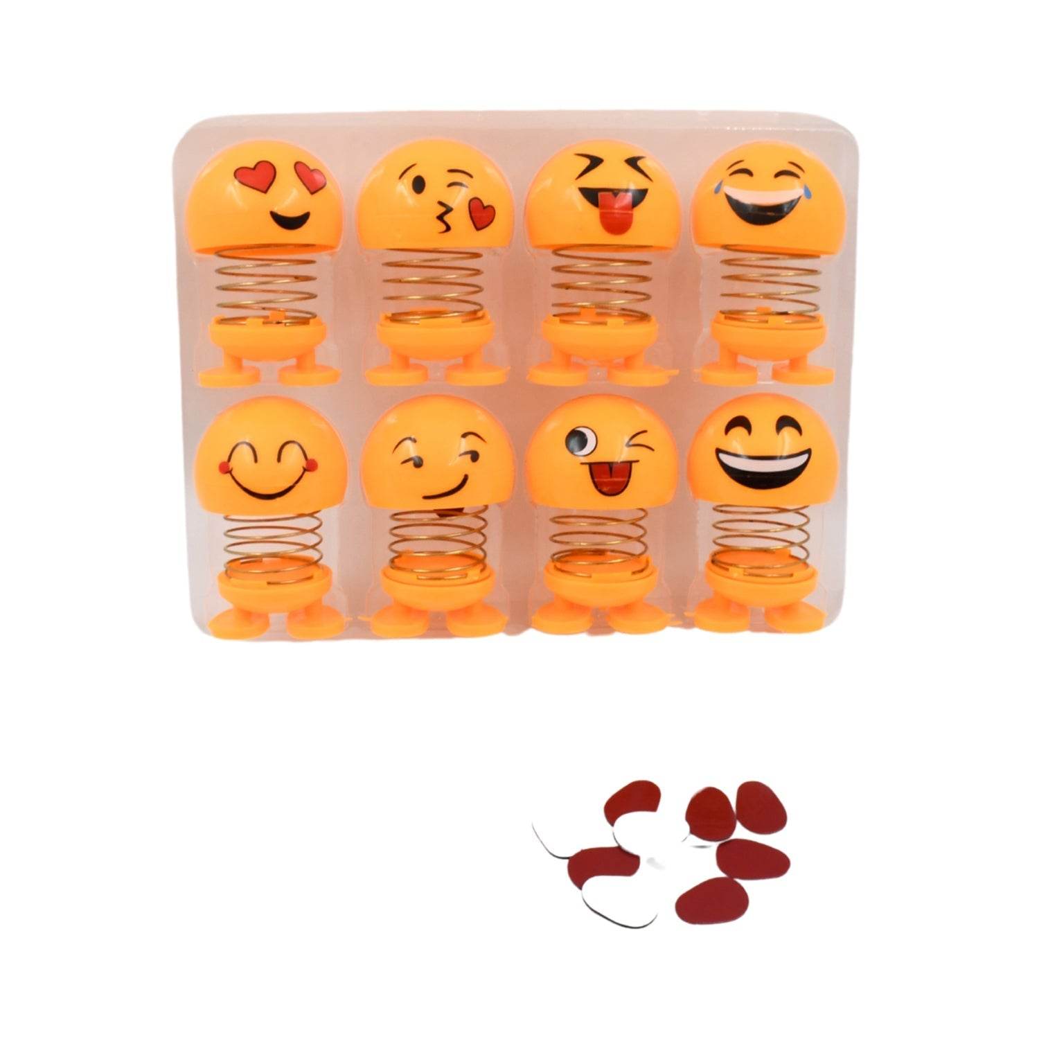 Cute Emoji Bobble-Head Funny Smiley Face Emoticon Figure Spring Dolls Bounce Toys for Car Interior Dashboard Accessories Desktop Decoration / Kids Toys (Pack of 8) - infinityexculsivestore.com