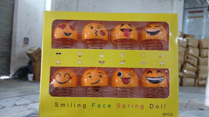Cute Emoji Bobble-Head Funny Smiley Face Emoticon Figure Spring Dolls Bounce Toys for Car Interior Dashboard Accessories Desktop Decoration / Kids Toys (Pack of 8) - infinityexculsivestore.com