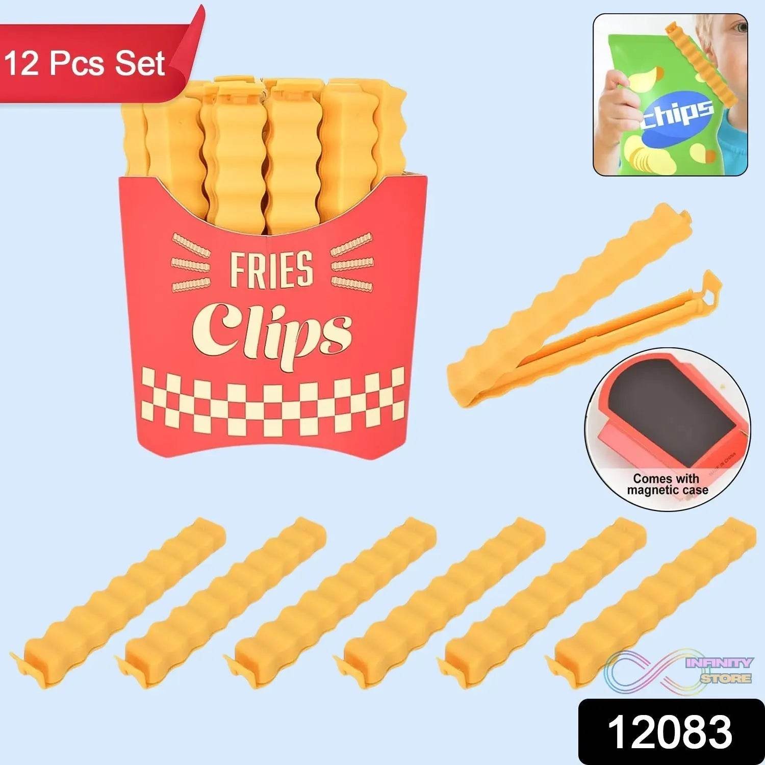 Cute French-Fries-Shaped Bag Clips With in a Magnetic Box (12 Pcs Set) - infinityexculsivestore.com